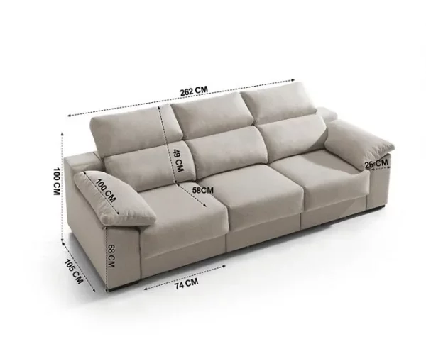 Sofá 4 lugares XL KLEE cor bege