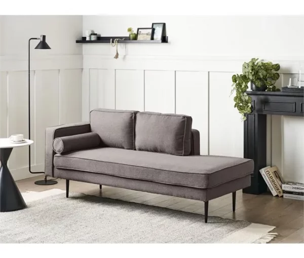 Chaise-longue em tecido castanho à esquerda MIRAMAS