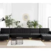 Sofá-cama XXL de 6 lugares em veludo preto ABERDEEN