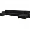 Sofá-cama XXL de 6 lugares em veludo preto ABERDEEN