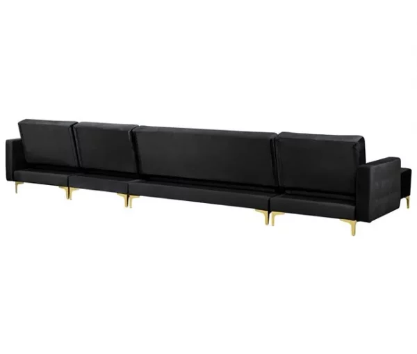Sofá-cama XXL de 6 lugares em veludo preto ABERDEEN