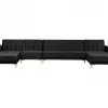 Sofá-cama XXL de 6 lugares em veludo preto ABERDEEN