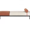 Chaise-longue em linho sintético creme e castanho dourado MALMOS