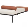 Chaise-longue em linho sintético creme e castanho dourado MALMOS