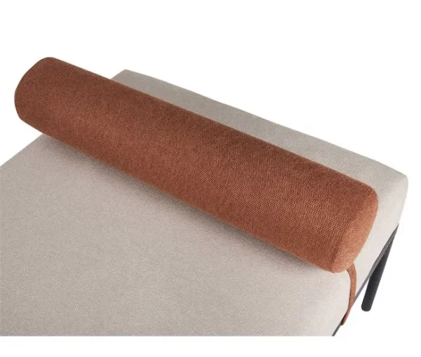 Chaise-longue em linho sintético creme e castanho dourado MALMOS