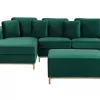 Ecksofa R OSLO Samtstoff grün mit Ottomane CH