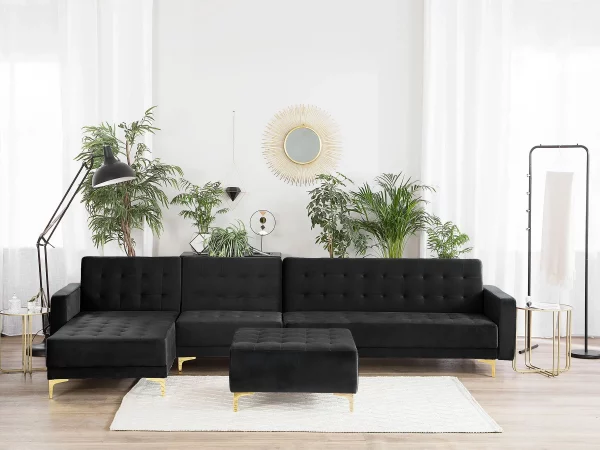Schlafsofa ABERDEEN Samt Schwarz Otto+Mittel L/R DEF