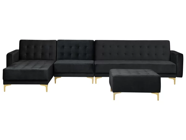 Schlafsofa ABERDEEN Samt Schwarz Otto+Mittel L/R DEF