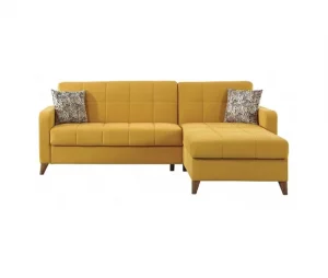 Chaise longue convertível em cama LIKA reversível 4 lugares amarelo