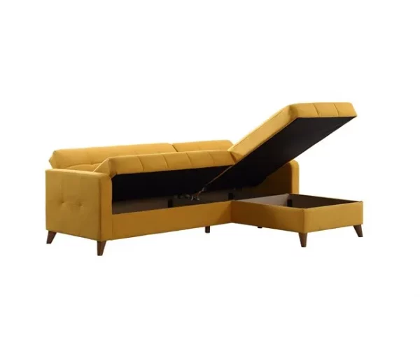 Chaise longue convertível em cama LIKA reversível 4 lugares amarelo