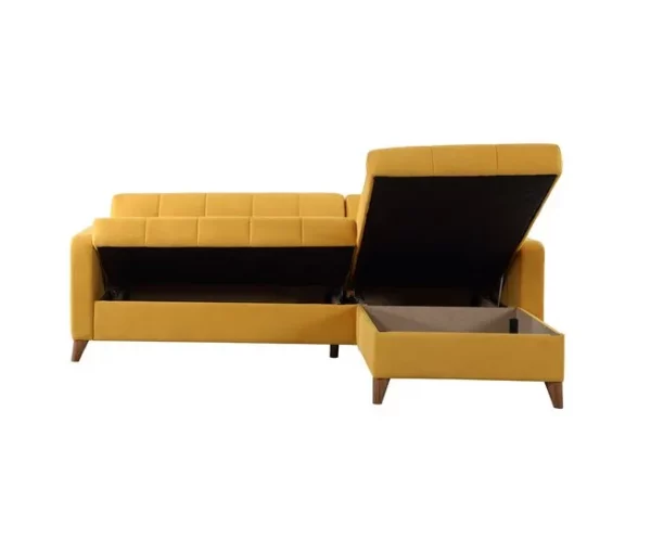 Chaise longue convertível em cama LIKA reversível 4 lugares amarelo