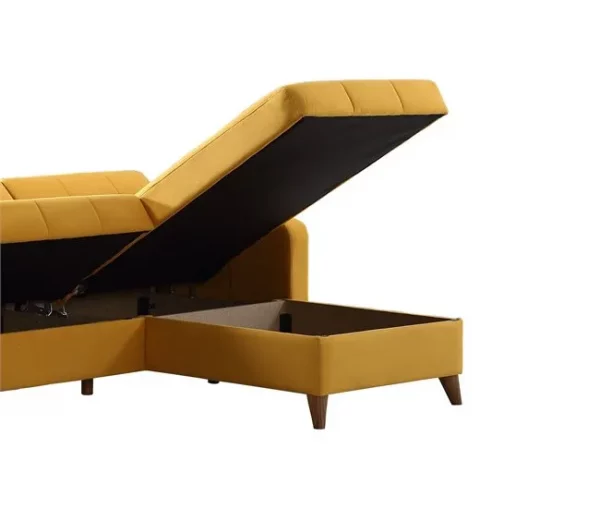 Chaise longue convertível em cama LIKA reversível 4 lugares amarelo