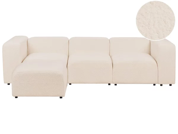Sofa FALSTERBO 3 seater with ottoman boucle beige DEF