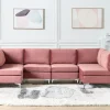 6 Seater U-Shaped Modular Velvet Sofa Pink EVJA DEF