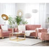 Conjunto de sofás reclináveis com 5 lugares em veludo rosa ABERDEEN