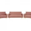 Conjunto de sofás reclináveis com 5 lugares em veludo rosa ABERDEEN