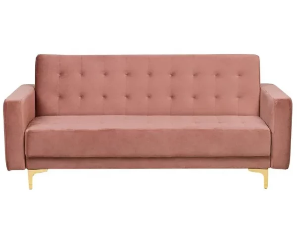 Conjunto de sofás reclináveis com 5 lugares em veludo rosa ABERDEEN