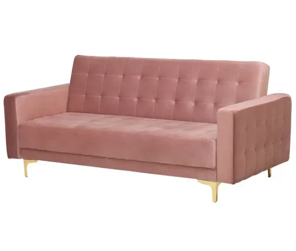 Conjunto de sofás reclináveis com 5 lugares em veludo rosa ABERDEEN