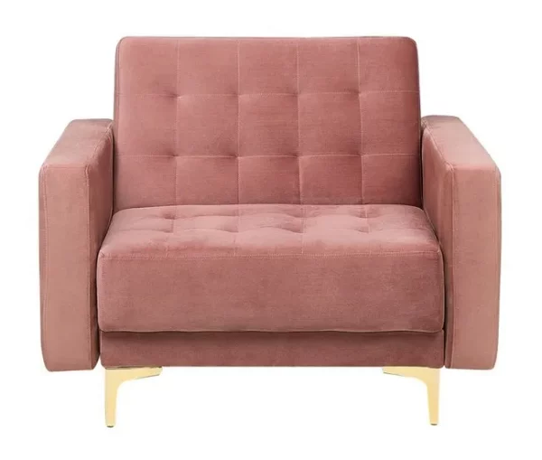 Conjunto de sofás reclináveis com 5 lugares em veludo rosa ABERDEEN