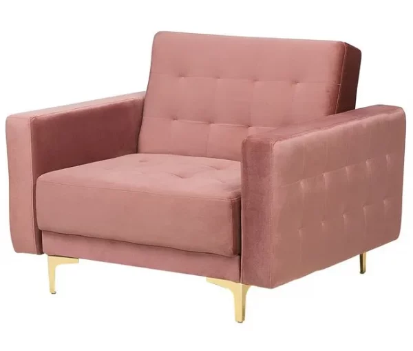 Conjunto de sofás reclináveis com 5 lugares em veludo rosa ABERDEEN