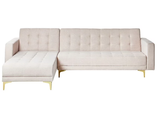 Corner Sofa Right ABERDEEN, beige fabric DEF