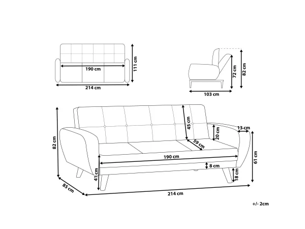 3-er Schlafsofa FLORLI schwarz CH