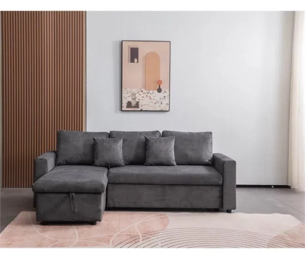 Chaise longue DRAKO reversível 3 lugares cinza escuro