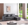 Chaise longue DRAKO reversível 3 lugares cinza escuro
