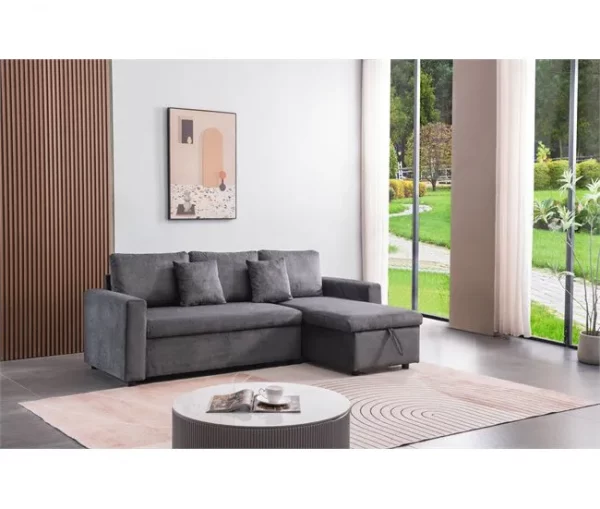 Chaise longue DRAKO reversível 3 lugares cinza escuro