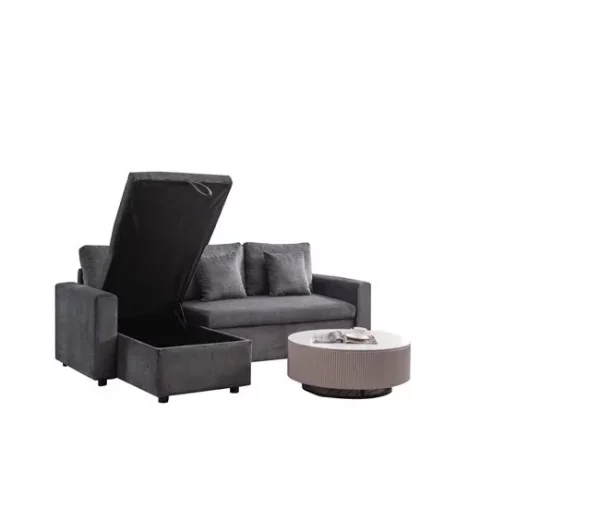 Chaise longue DRAKO reversível 3 lugares cinza escuro