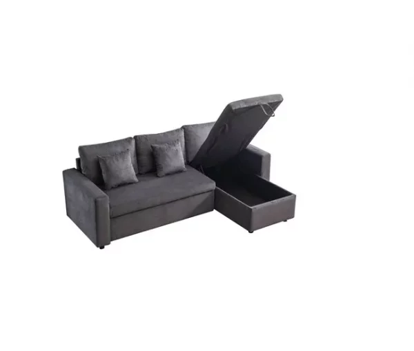 Chaise longue DRAKO reversível 3 lugares cinza escuro