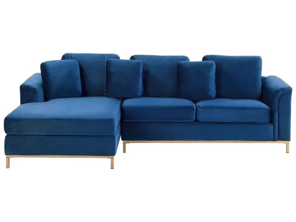 Ecksofa R OSLO Samtstoff dunkelblau CH