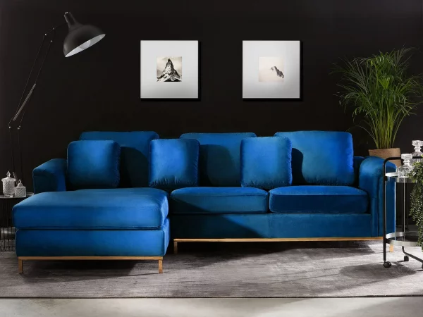 Ecksofa R OSLO Samtstoff dunkelblau CH