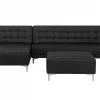 Schlafsofa ABERDEEN Kunstleder Schwarz Ottomane L/R CH