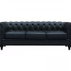 Sofá fixo Chesterfield "Aliza" - 208 x 82 x 70 cm - 3 lugares - Preto
