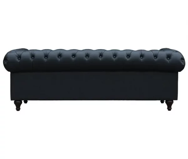 Sofá fixo Chesterfield "Aliza" - 208 x 82 x 70 cm - 3 lugares - Preto