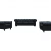 Sofá fixo Chesterfield "Aliza" - 208 x 82 x 70 cm - 3 lugares - Preto