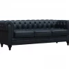 Sofá fixo Chesterfield "Aliza" - 208 x 82 x 70 cm - 3 lugares - Preto