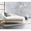 Chaise-longue em tecido bouclé branco-creme à esquerda VALREAS