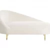 Chaise-longue em tecido bouclé branco-creme à esquerda VALREAS