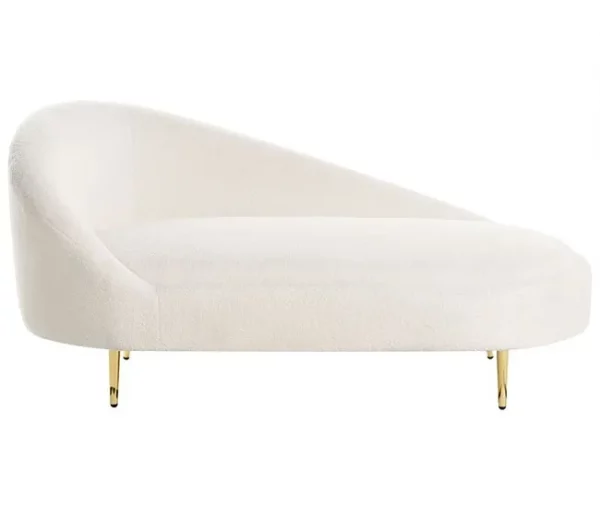 Chaise-longue em tecido bouclé branco-creme à esquerda VALREAS