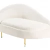 Chaise-longue em tecido bouclé branco-creme à esquerda VALREAS