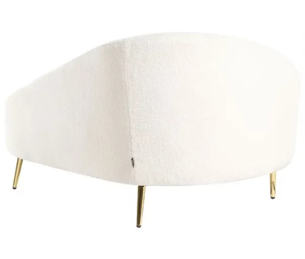 Chaise-longue em tecido bouclé branco-creme à esquerda VALREAS