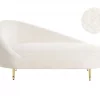 Chaise-longue em tecido bouclé branco-creme à esquerda VALREAS