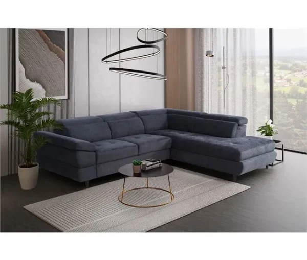 Sofá de canto OMEGA com cama cor antracite dereita 4 lugares antracite