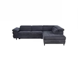 Sofá de canto OMEGA com cama cor antracite dereita 4 lugares antracite