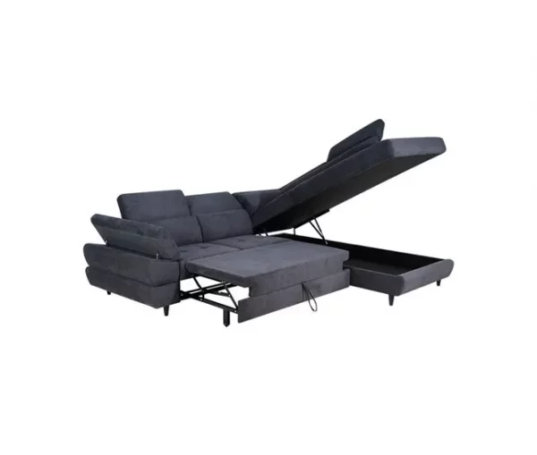 Sofá de canto OMEGA com cama cor antracite dereita 4 lugares antracite