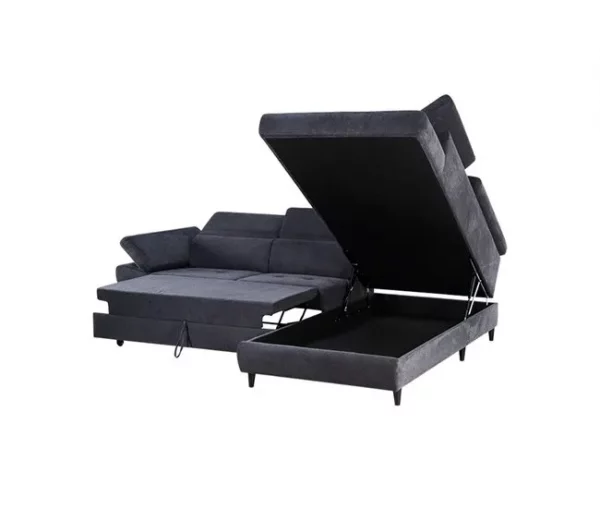 Sofá de canto OMEGA com cama cor antracite dereita 4 lugares antracite