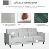 HOMCOM Sofá Cama com Chaise Longue de 3 Lugares Tato Aveludado com Encosto Ajustável e Apoio para os Pés Móvel 218x85x86cm Cinza