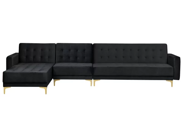 Schlafsofa ABERDEEN Samt Schwarz Mittelst. L/R DEF